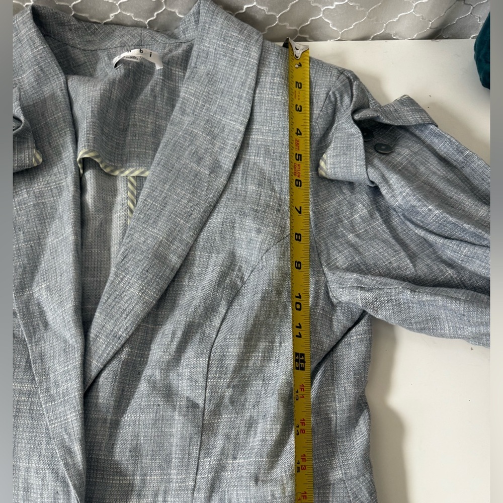 CAbi Breasted Beachwalk One Button Blazer Linen Blend Textured Blue Women’s 10 - Picture 11 of 12